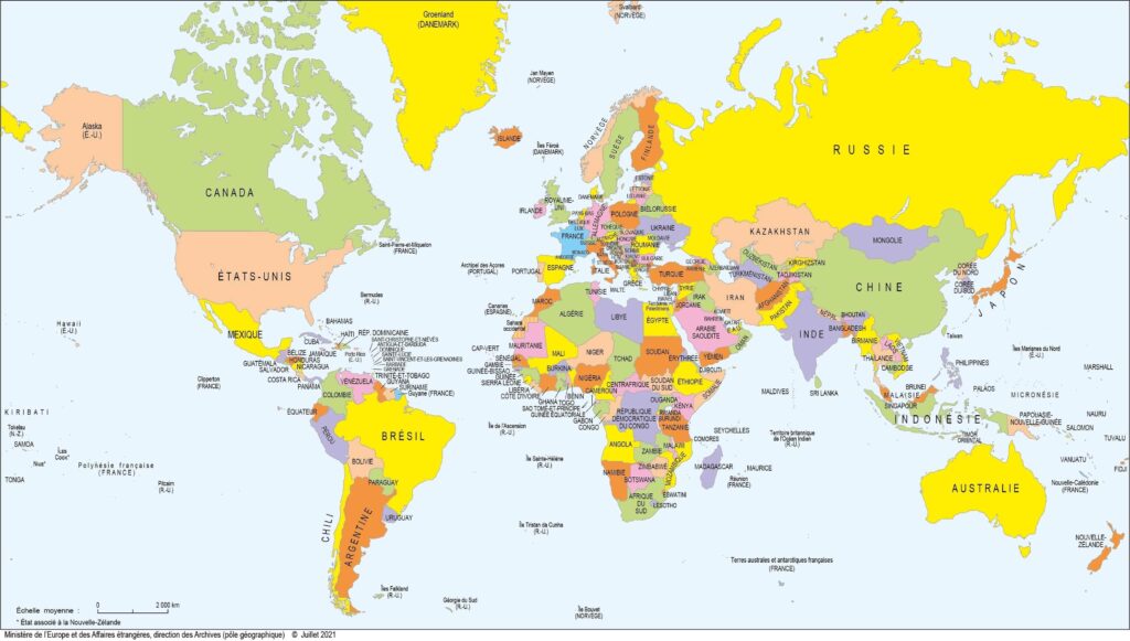 carte monde politique nom pays